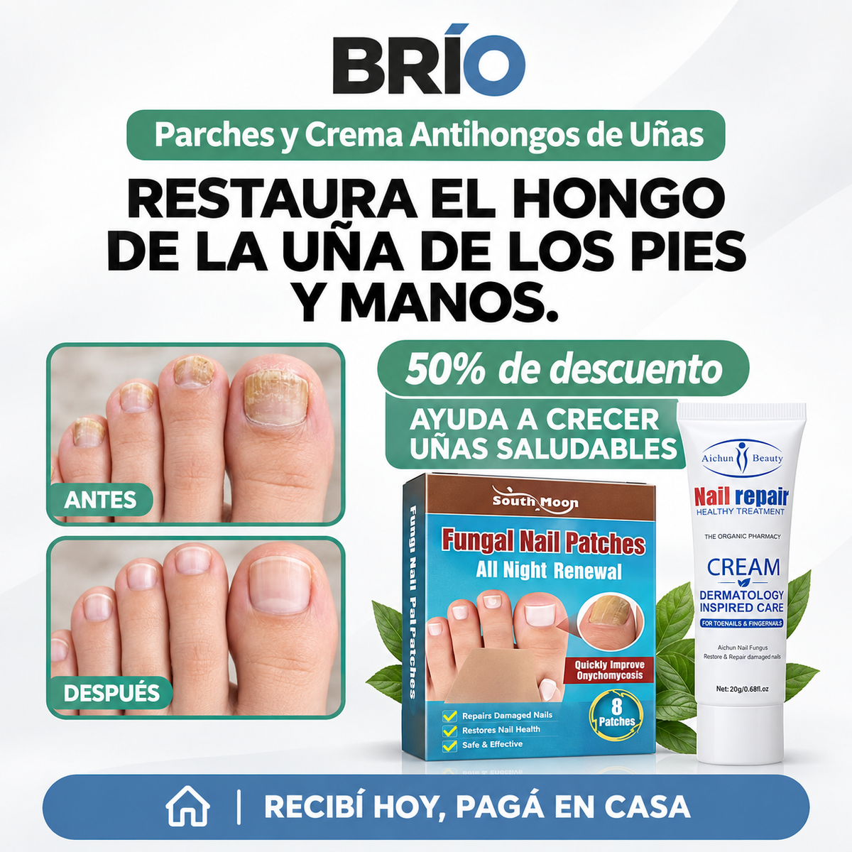 KIT DE PARCHES Y CREMA ANTIHONGOS DE UÑAS - 😱 50% DE DESCUENTO 😱