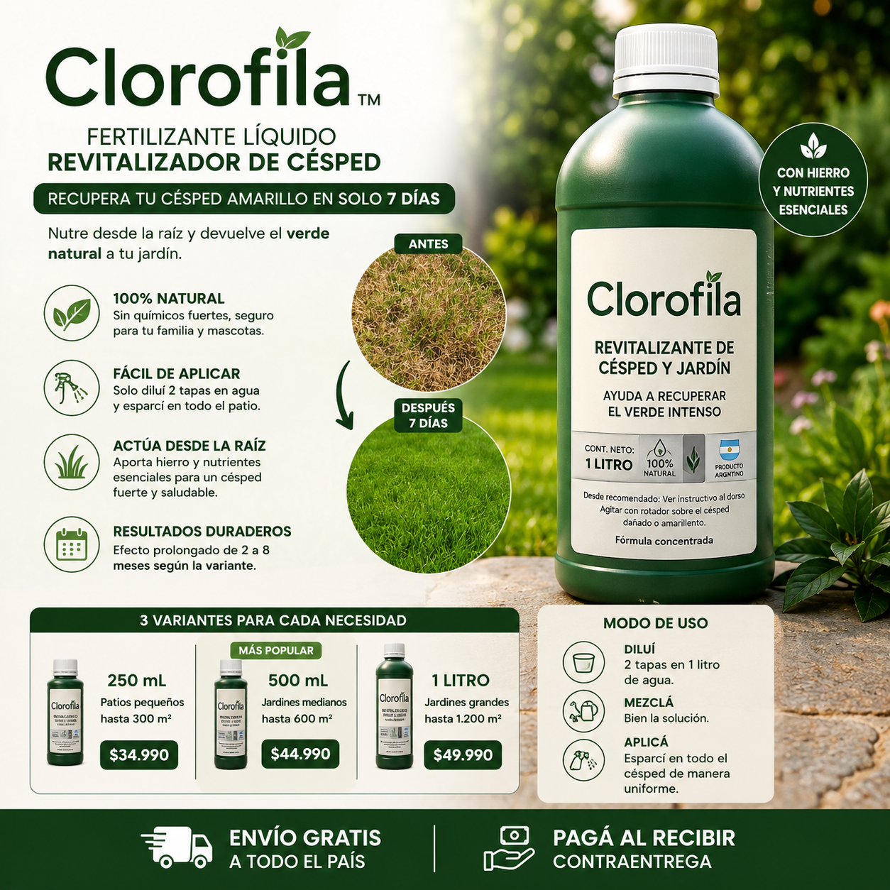 Clorofila™ — Basta de Pasto Amarillo y sin Vida: Devolvele el Verde en Días